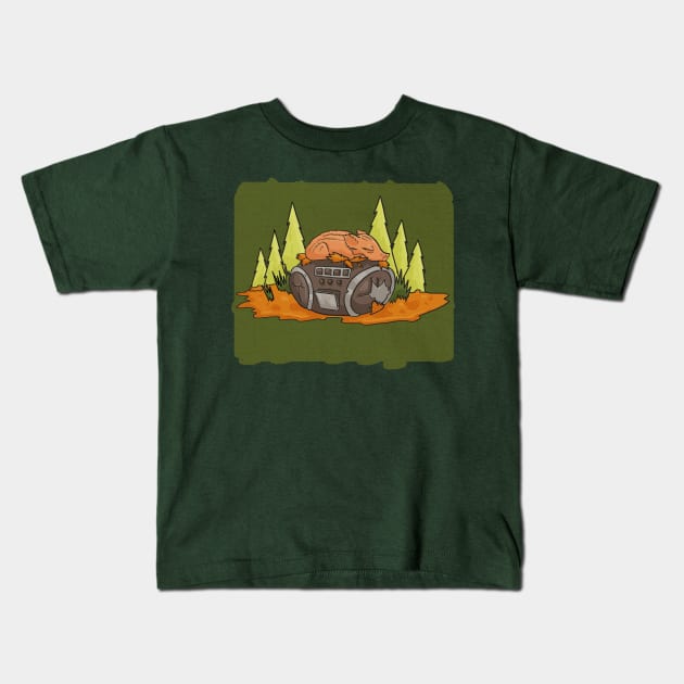 wild boar on the radio Kids T-Shirt by bulacignale